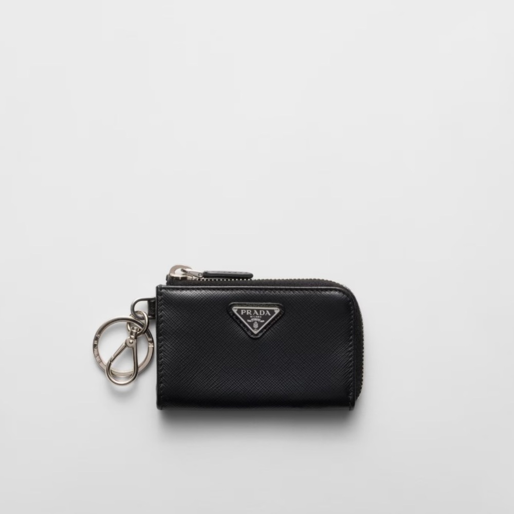 Prada Black Key Holder with Silver Accents